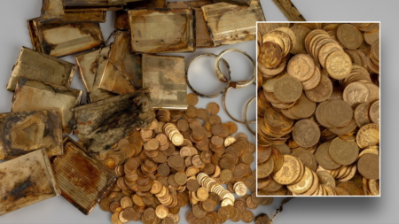 Hikers uncover mysterious gold-filled treasure trove in overgrown field: ‘Unusually large’