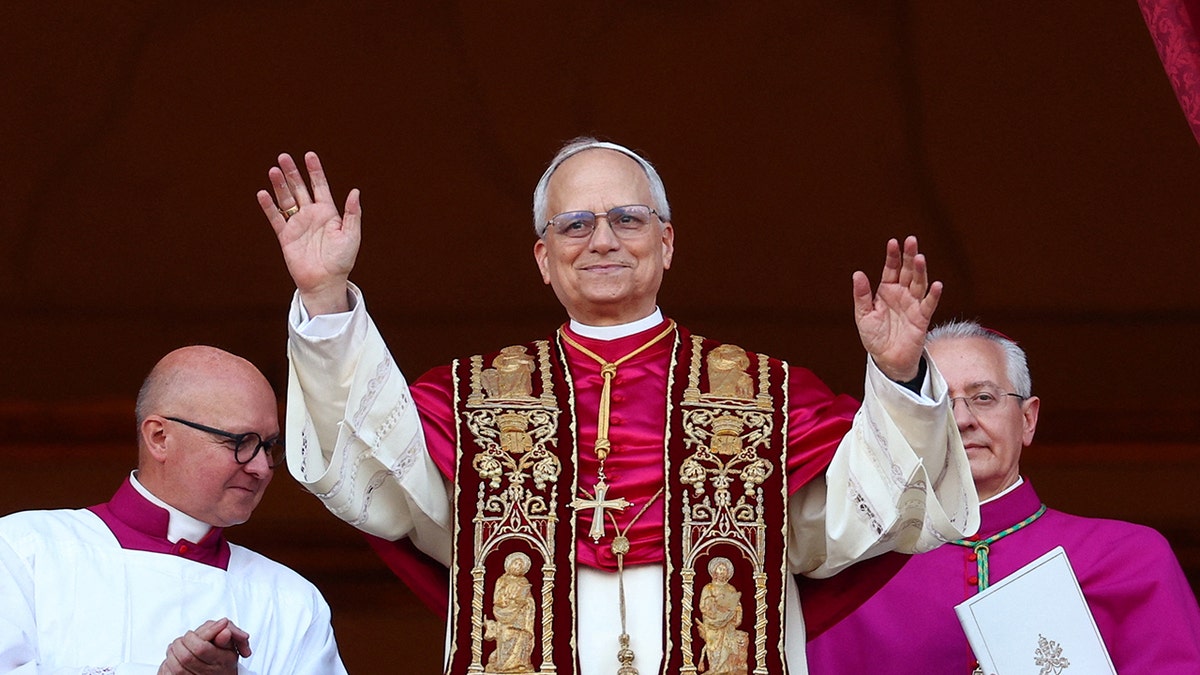 Pope Leo XIV blessing crowd