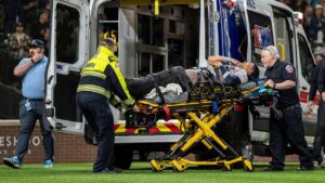 Yankees’ Oswaldo Cabrera leaves game in ambulance after awkward slide at home plate
