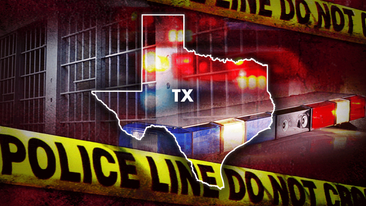 Texas state outline with a crime background