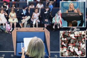 Trump likes pink Starburst, Tootsie Rolls and giving hugs, Leavitt reveals at ‘kids-only’ WH briefing