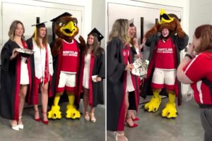 NJ mascot reveals secret identity at college graduation — after hiding it from closest pals for over a year