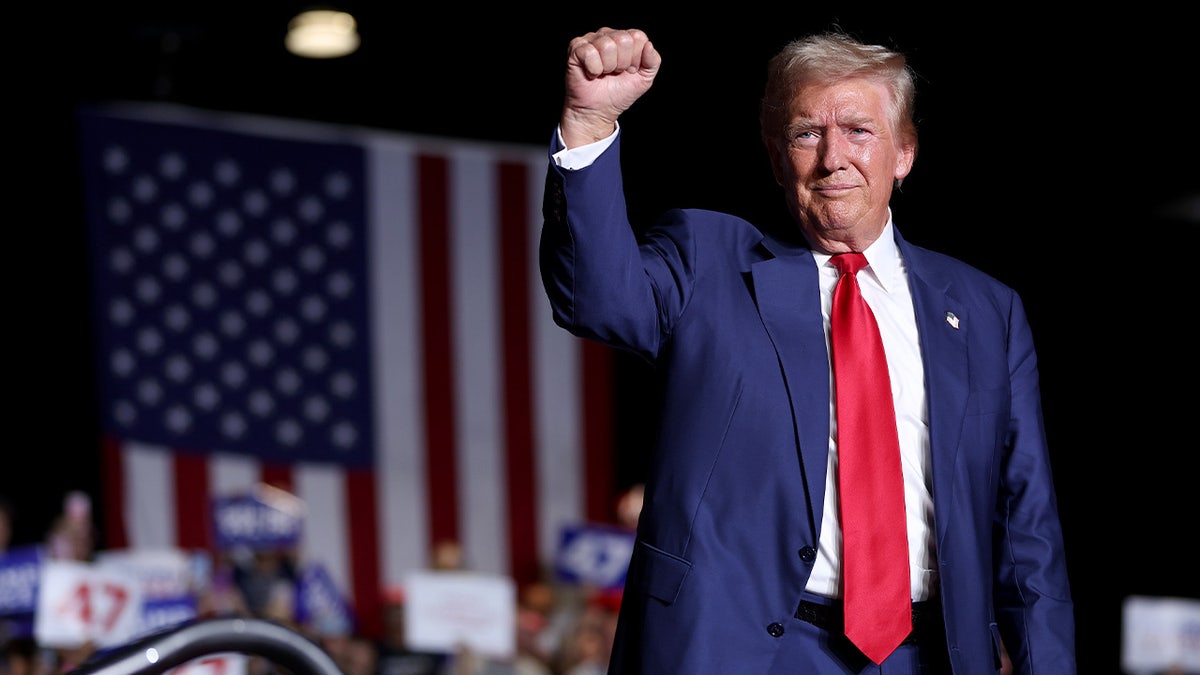 Trump with his fist in the air