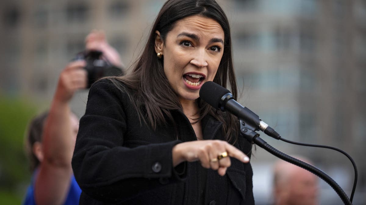 AOC closeup shot at lectern