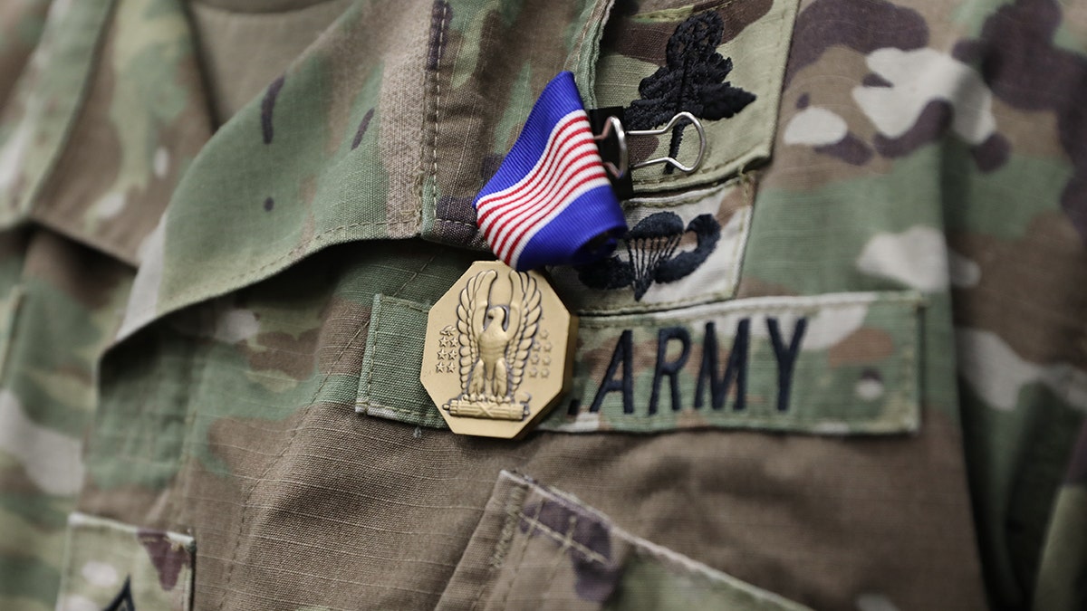 Army's Soldier's Medal is seen on a uniform