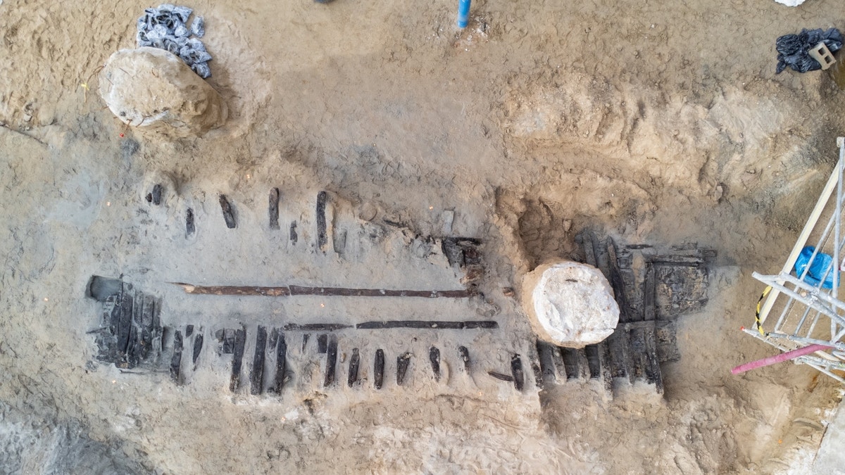 Aerial view of excavation site