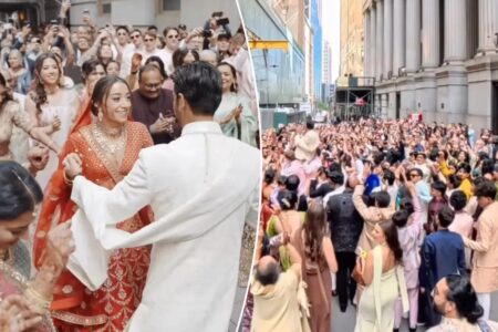 Indian couple’s extravagant wedding parade shuts down Wall Street — meet the bride and groom