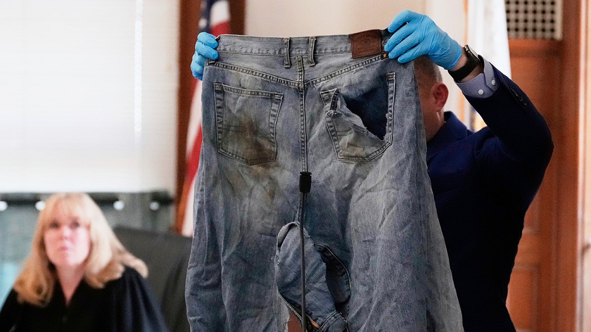 Police display evidence in court at the Karen Read retrial.