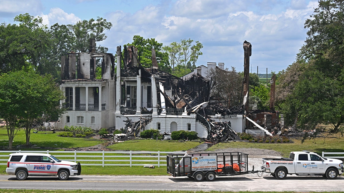 The remains of Nottoway Plantation after a fire broke out on May 15