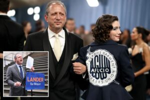 Exclusive | Politics at the Met Gala: Brad Lander appears to court big mayoral endorsement with daughter’s union-logo jacket