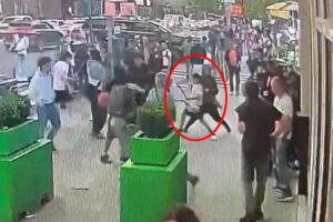 Wild new video shows moment pint-sized perps gang up on cops in Times Square, as NYPD announce arrest of 5th migrant teen