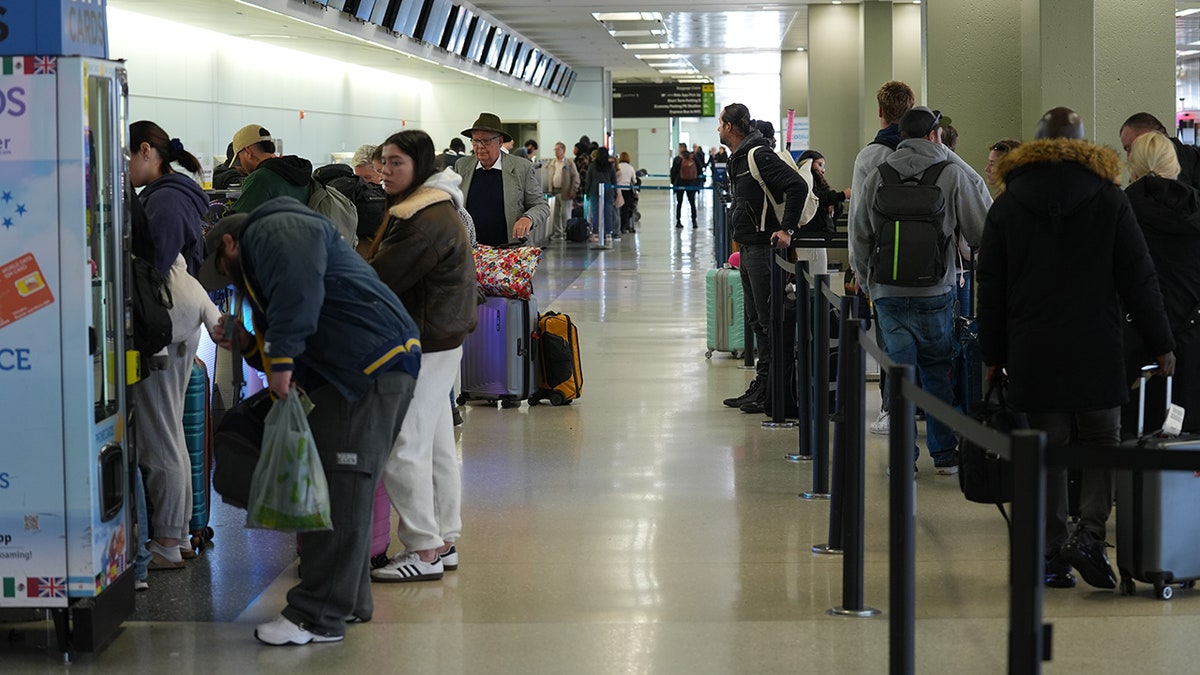 Travelers at Newark Airport