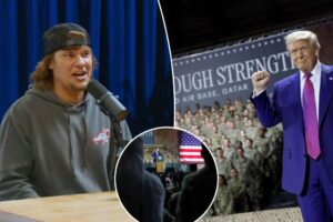 Podcaster Theo Von makes surprise appearance at Trump’s speech to troops in Qatar