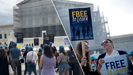 ‘Bad for parents’: School choice supporters protest exclusion of religious charter in Supreme Court case