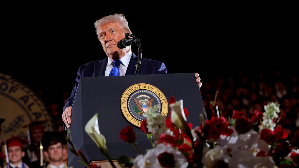 Trump speaking at the University of Alabama