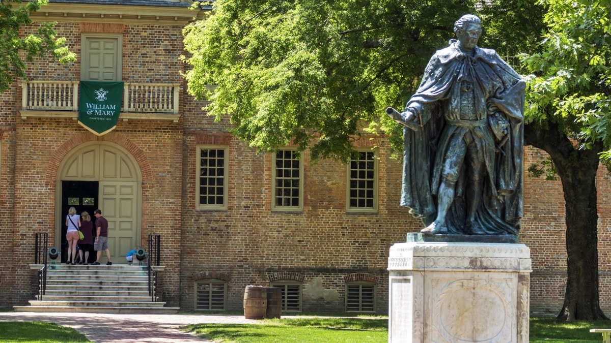 Colonial statue outside Wren Building