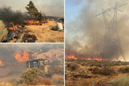 Fire rages in Southern Calif. months after destructive blaze in San Bernardino County