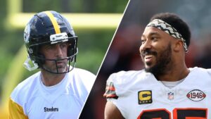 Myles Garrett vows to put Aaron Rodgers ‘in the graveyard’ after quarterback’s move to Steelers