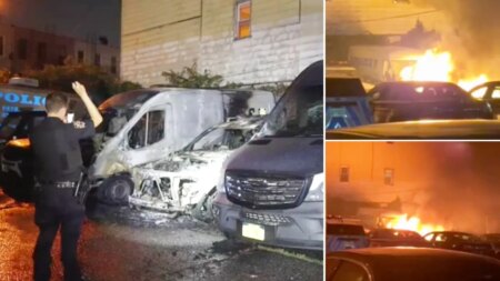 Anti-ICE rioters fight with NYPD, set police cars on fire