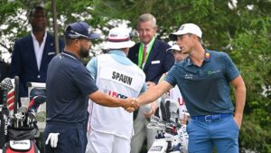 JJ Spaun jokes that he owes Viktor Hovland a ‘nice bottle of wine’ for help on US Open-winning putt
