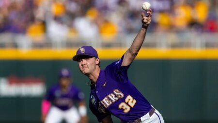 LSU’s Kade Anderson throws 130 pitches, strikes out 10 in College World Series win