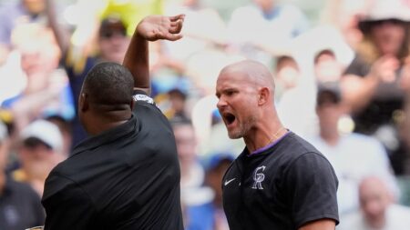 Rockies interim manager Warren Schaeffer goes ballistic after first career ejection