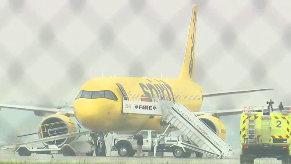 Grounded Detroit Spirit Airlines flight