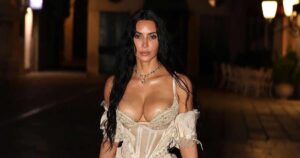 Kim Kardashian Narrowly Avoids a Nip Slip in Sexy Bra Dress Following Jeff Bezos’ Wedding