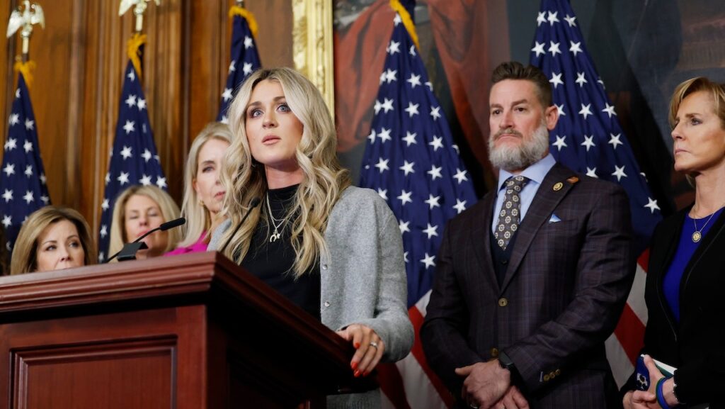 Riley Gaines, activist athletes call for prosecution against officials letting males in women’s sports