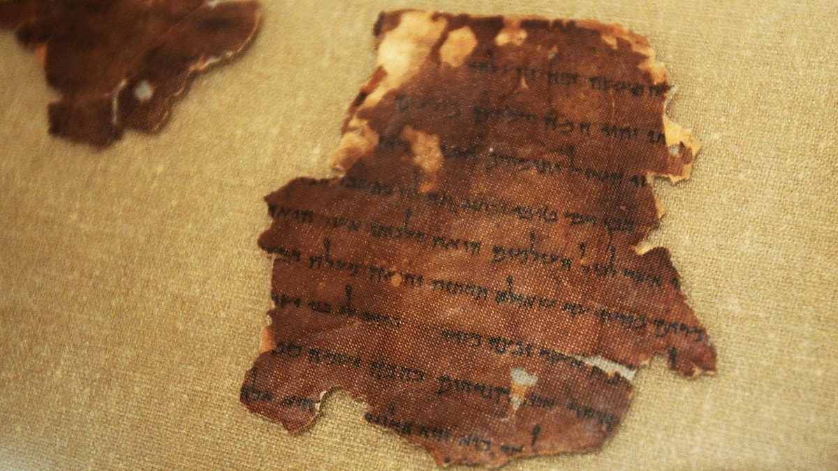 Close-up of fragile dead sea scrolls