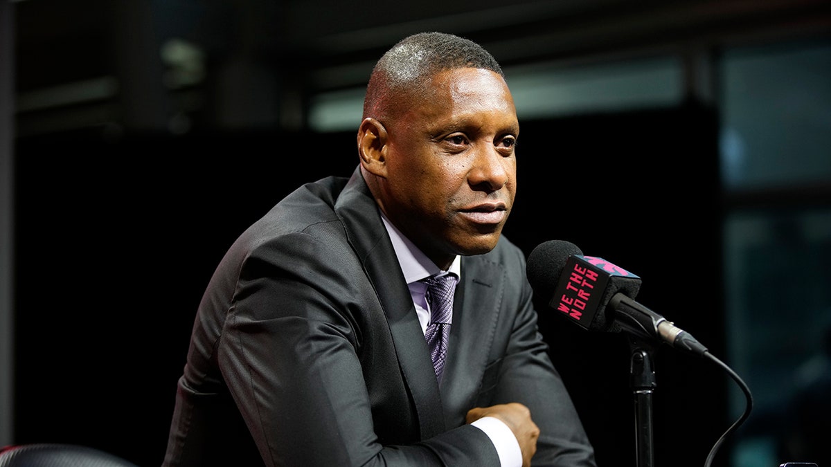 Masai Ujiri talks to media