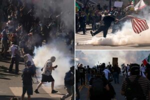 Unlawful assembly declared in LA as ‘No Kings’ protests grow chaotic; cops hit with concrete, fireworks
