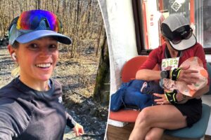 Supermom runner claims gold in grueling marathon — even after stopping to breastfeed three times