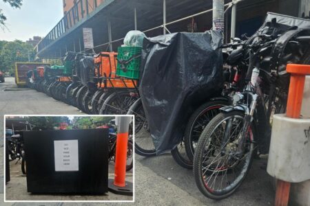 Exclusive | Makeshift e-bike parking lot for migrant delivery workers has turned NYC block into congested trash pit: neighbors