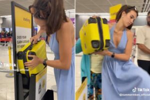 Plane passenger tries to outsmart airline’s luggage rule by doing the unthinkable with her suitcase: ‘She’s so real for that’