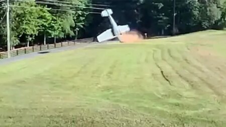 SEE IT: Small plane flips over in South Carolina backyard after pilot’s deliberate maneuver