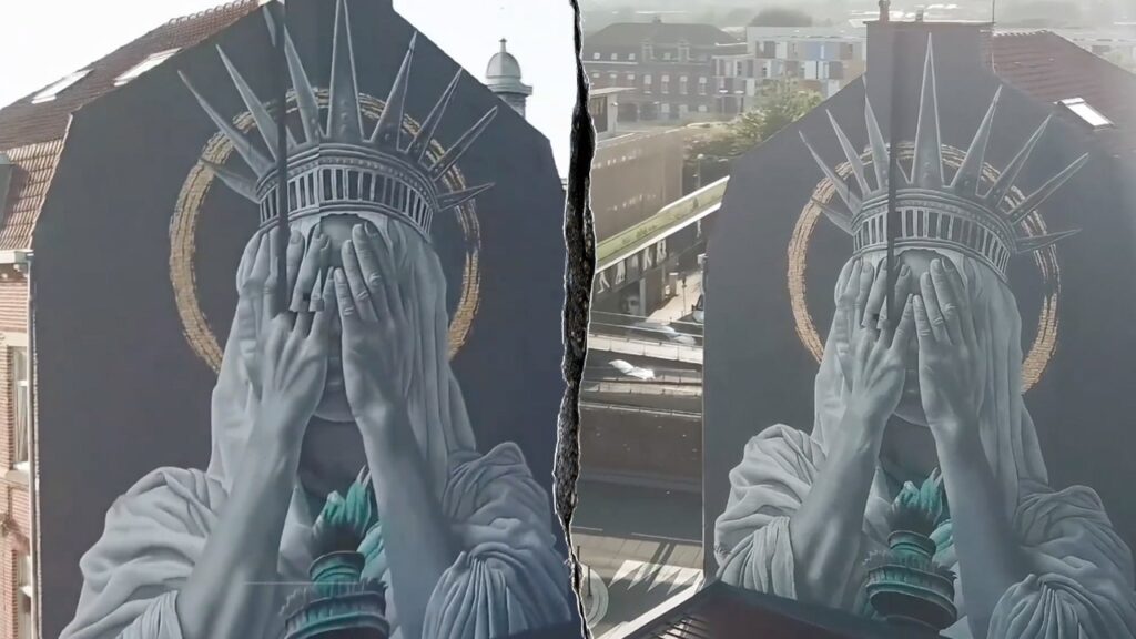 Statue of Liberty mural intentionally placed in migrant city stirs up controversy