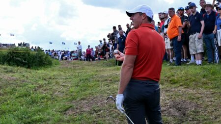Rory McIlroy unbelievably unearths hidden golf ball with shot in bizarre scene at The Open
