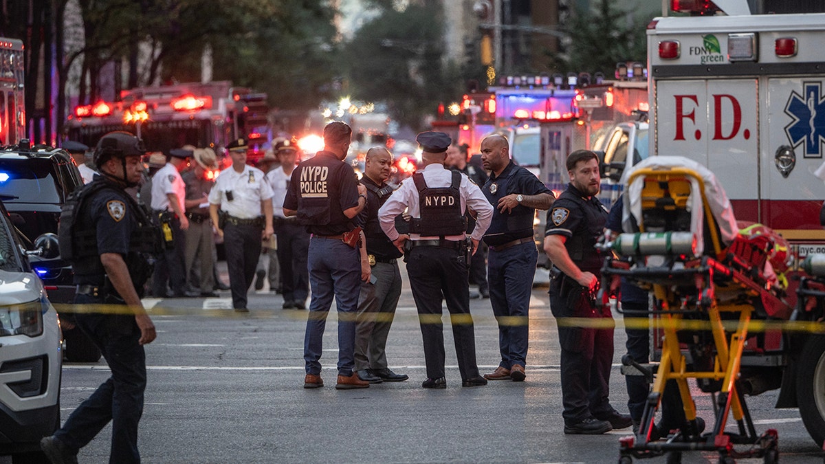 NYPD officers respond to a mass shooting in Manhattan