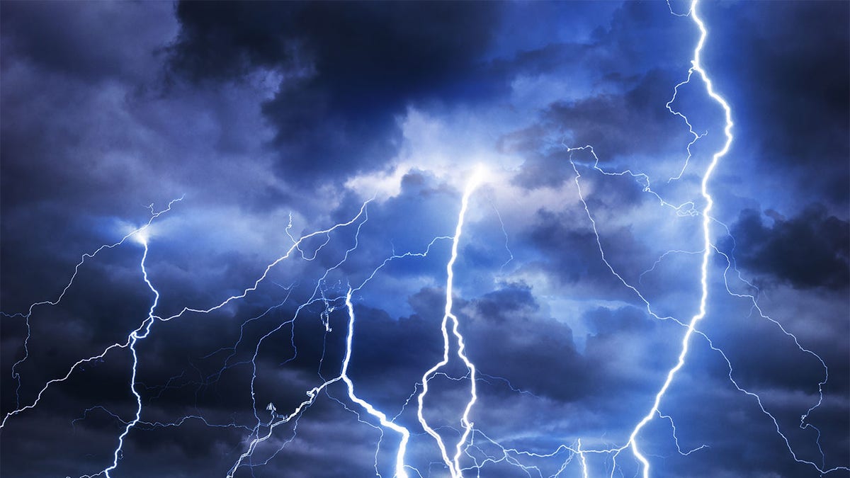 Lightning strikes during storm
