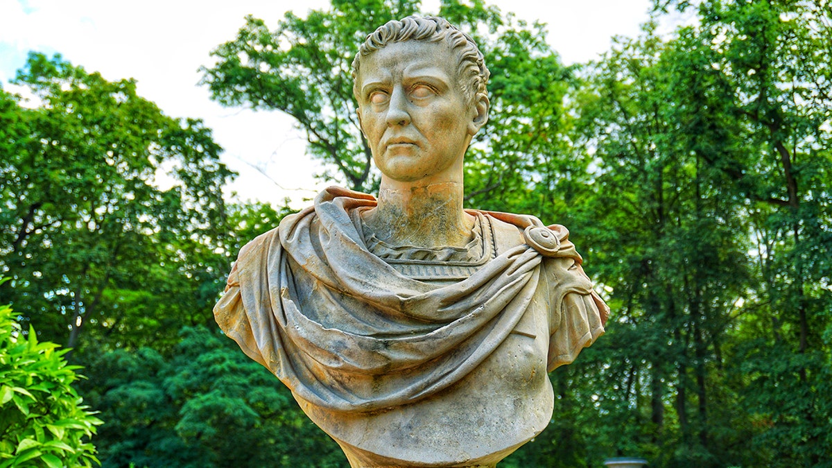Bust of Caligula in park