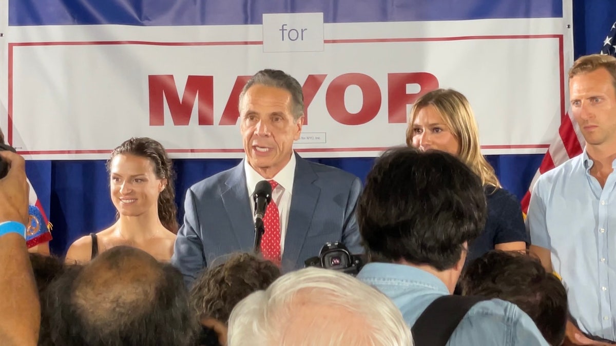 Former New York Gov. Andrew Cuomo acknowledges that rival Zohran Mamdani won the Democratic mayoral primary, on June 24, 2025, in New York City.