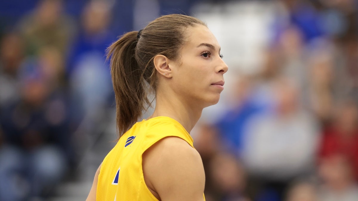 Blaire Fleming of the San Jose State Spartans looks on during the second set against the Air Force Falcons at Falcon Court at East Gym on Oct. 19, 2024 in Colorado Springs, Colorado.