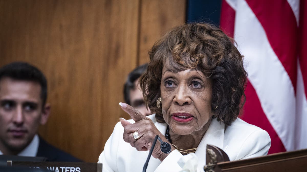 Rep. Maxine Waters (D-CA) questions Treasury Secretary Scott Bessent as he appears before the House Financial Services Committee on May 7, 2025, in Washington. 
