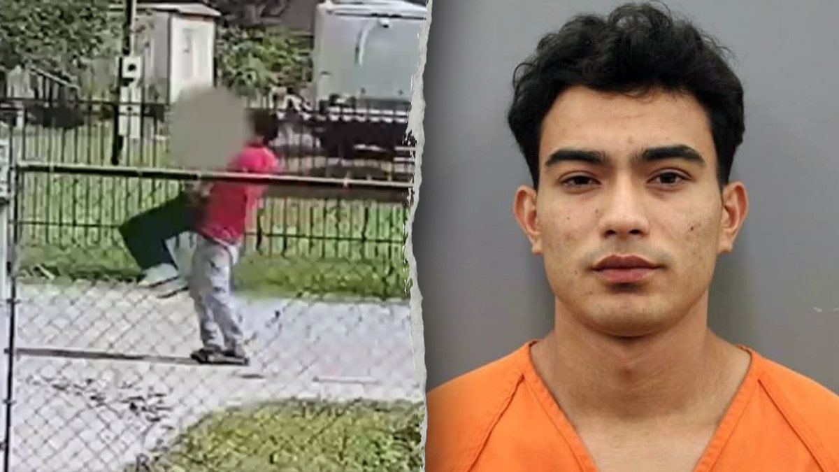 woman being abducted; suspect in orange jumpsuit
