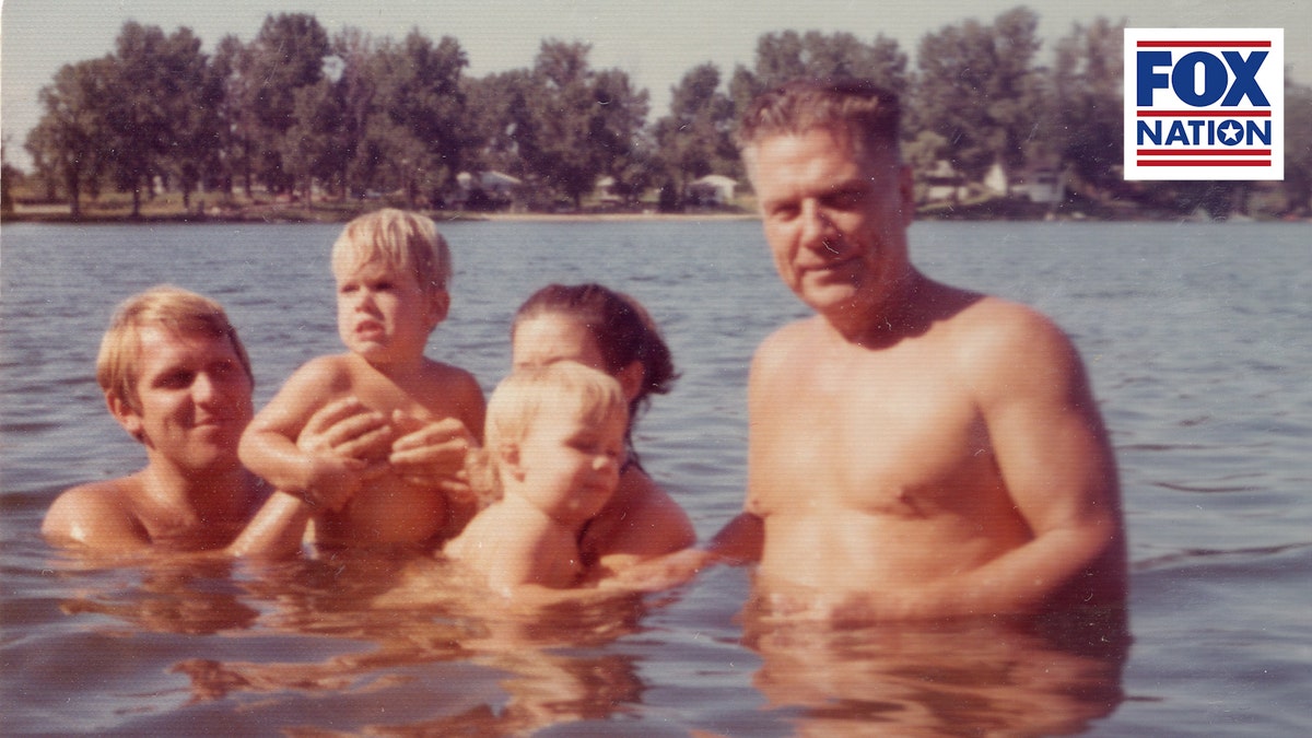 Jimmy Hoffa and children in water