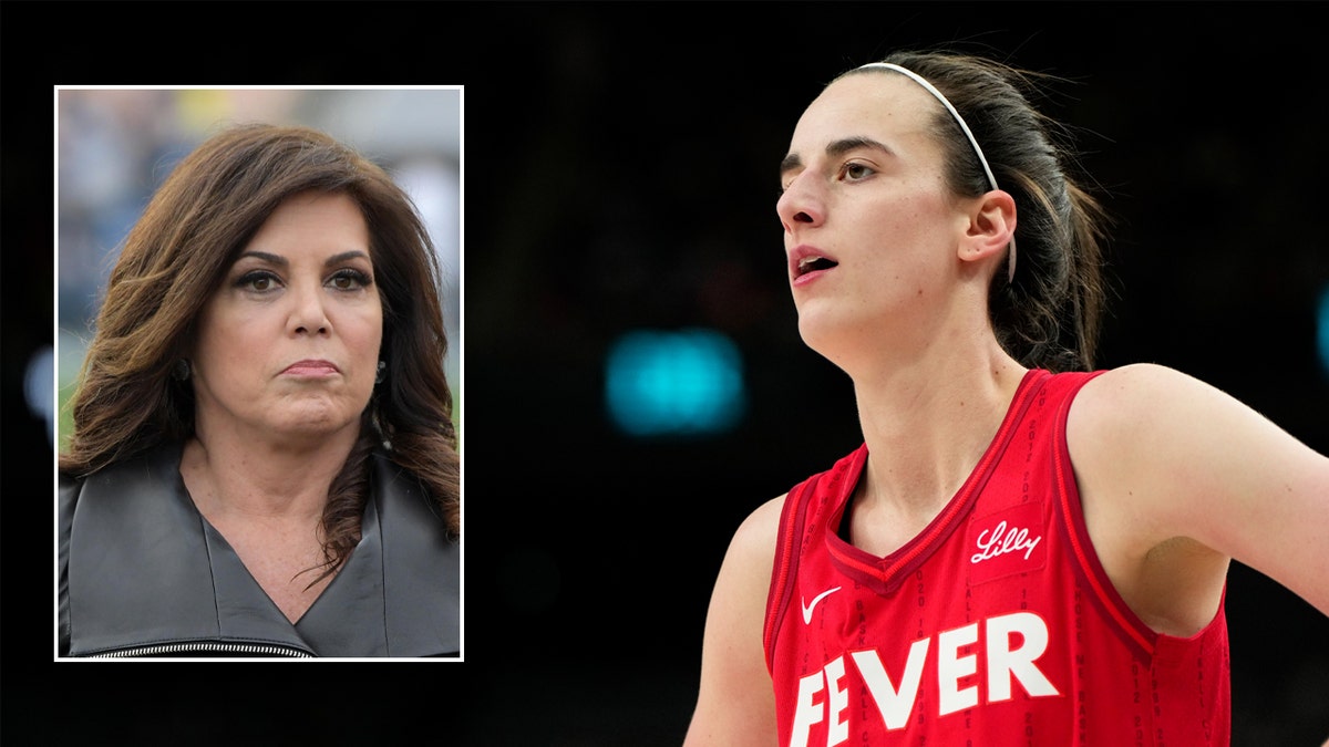Michelle Tafoya and Caitlin Clark side by side