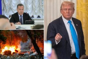 Trump blasts ‘failed’ former Russian president Medvedev to watch his words over war threat