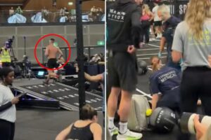 Boyfriend continues competing at fitness event as paramedics treat his passed-out girlfriend: ‘What a piece of s–t’