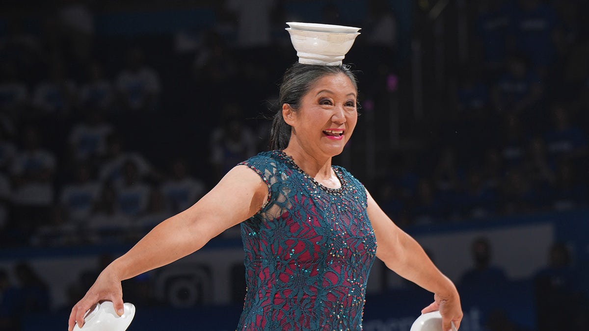 Red Panda smiles during halftime show